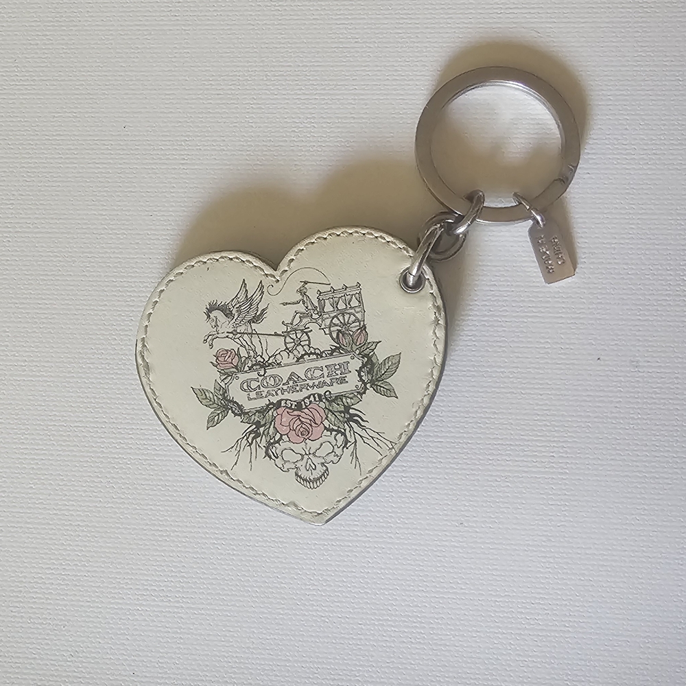Coach Heart-Shaped Keychain - Cream